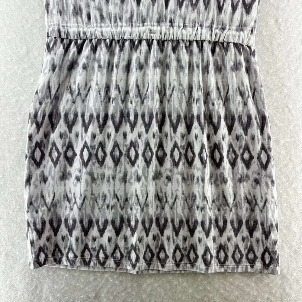 Hilary Radley Dress Size M Diamond Print Blouson Short Sleeve Mini Terry Gray - Picture 6 of 12